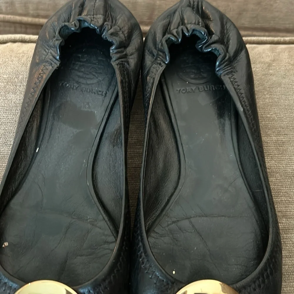 Tory Burch Minnie Travel Ballet Flat Black and Gold size 7.5 - Picture 2 of 7